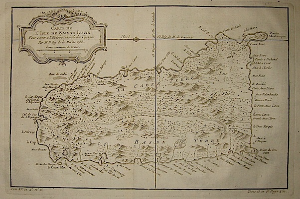 Bellin Jacques-Nicolas (1703-1772) Carte de l'Isle de Sainte Lucie... 1758 Parigi 